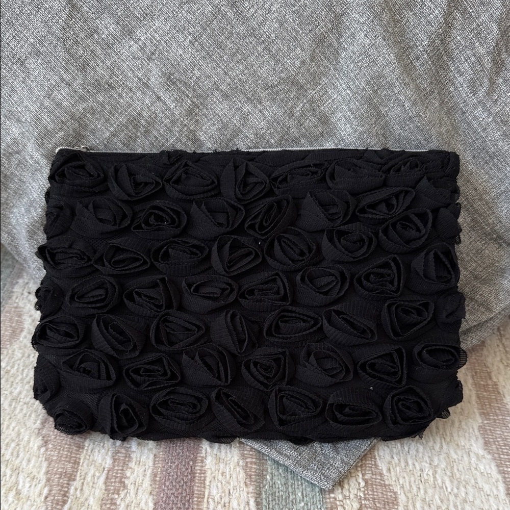 Lancome Black Floral Clutch Cosmetic Bag